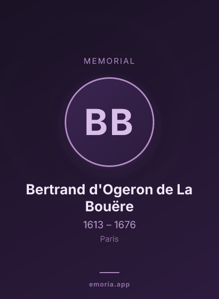 Memorial portrait of Bertrand d'Ogeron de La Bouëre