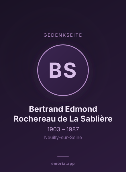 Gedenkportrait von Bertrand Edmond Rochereau de La Sablière