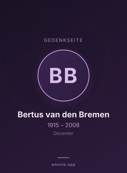 Gedenkportrait von Bertus van den Bremen