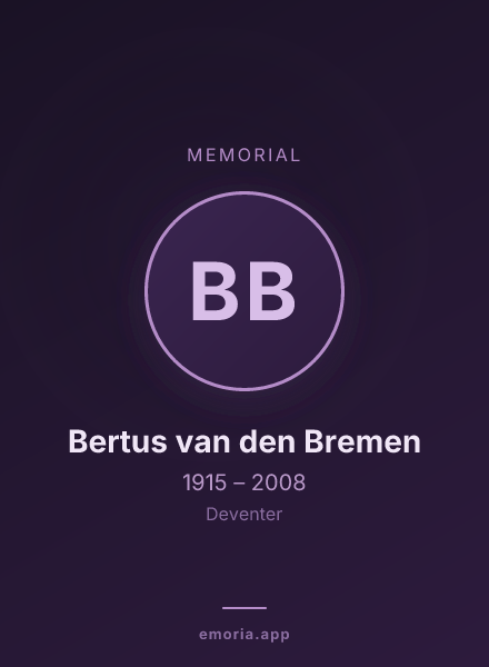 Memorial portrait of Bertus van den Bremen