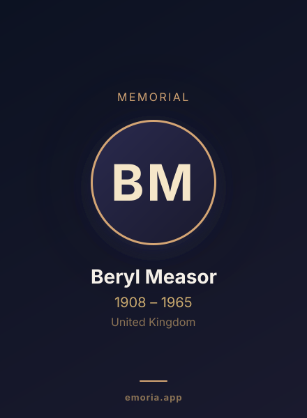 Memorial portrait of Beryl Measor