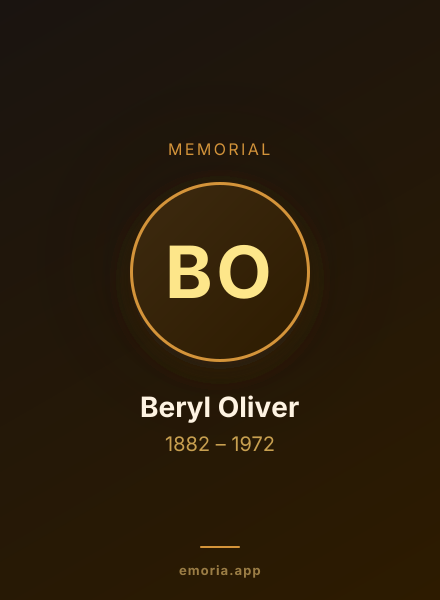 Memorial portrait of Beryl Oliver
