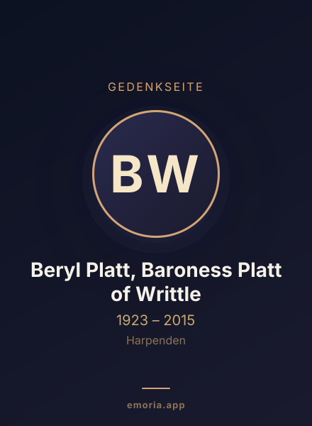 Gedenkportrait von Beryl Platt, Baroness Platt of Writtle