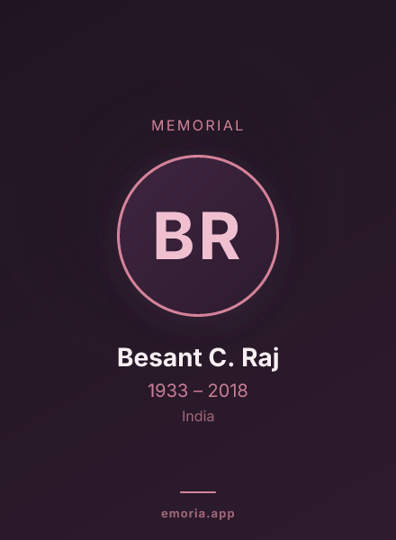 Memorial portrait of Besant C. Raj