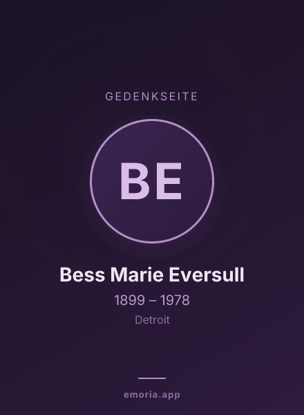 Gedenkportrait von Bess Marie Eversull