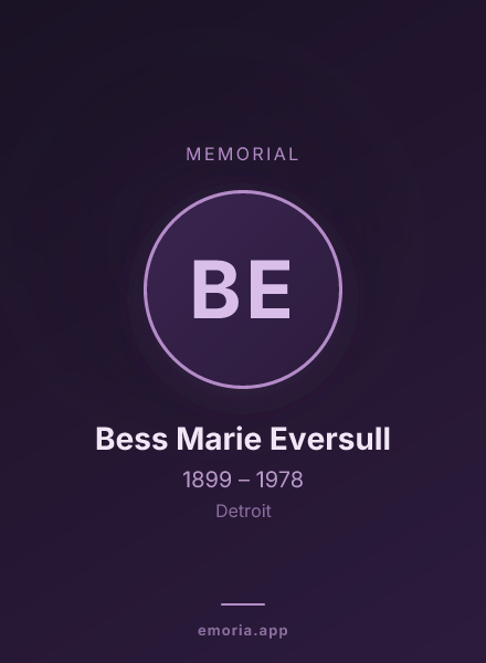 Memorial portrait of Bess Marie Eversull