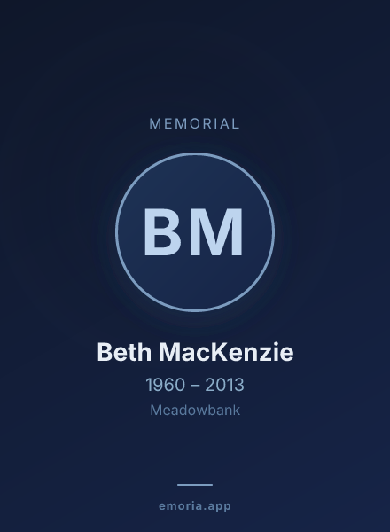 Memorial portrait of Beth MacKenzie