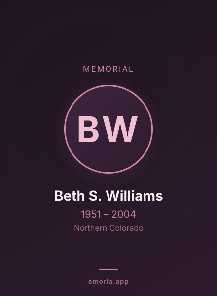 Memorial portrait of Beth S. Williams