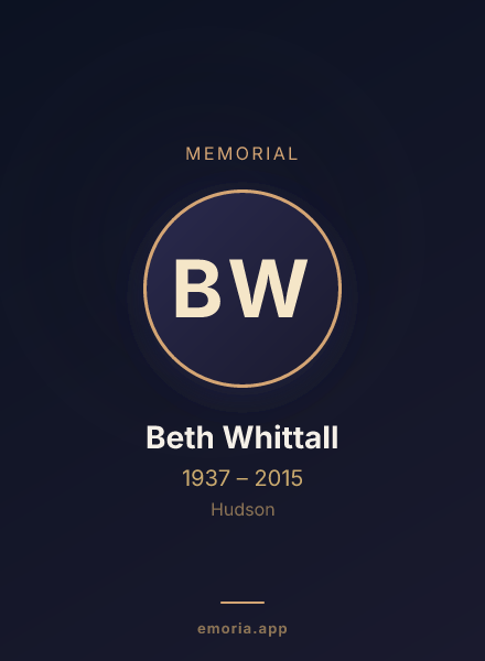 Memorial portrait of Beth Whittall