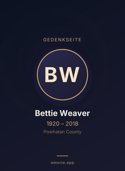 Gedenkportrait von Bettie Weaver