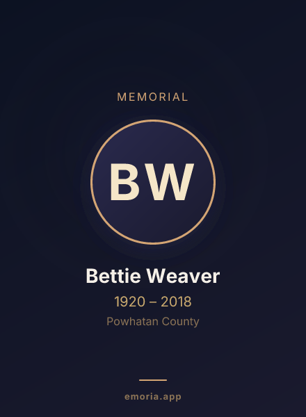 Memorial portrait of Bettie Weaver