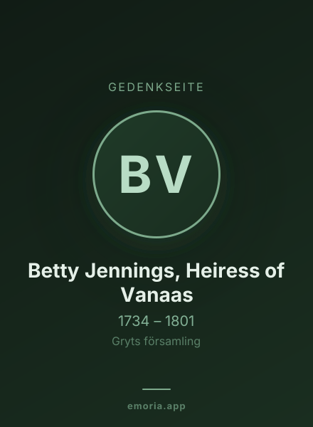 Gedenkportrait von Betty Jennings, Heiress of Vanaas