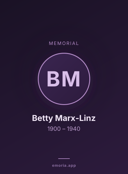 Memorial portrait of Betty Marx-Linz