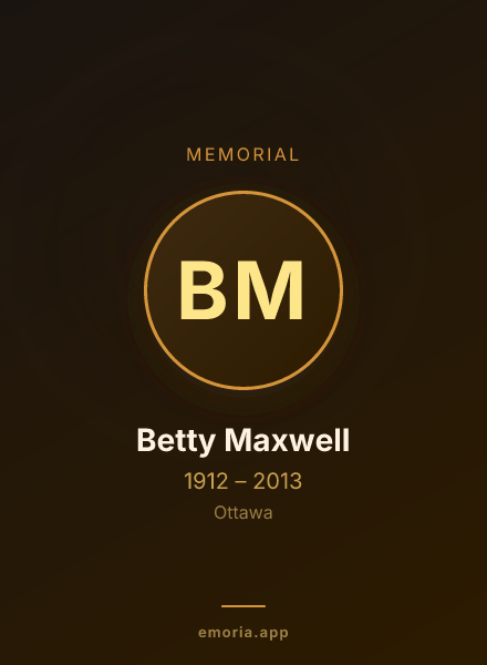 Memorial portrait of Betty Maxwell