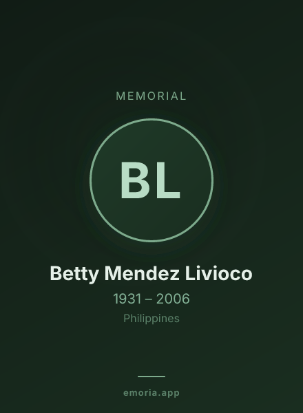 Memorial portrait of Betty Mendez Livioco