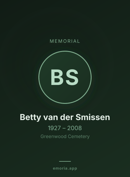 Memorial portrait of Betty van der Smissen