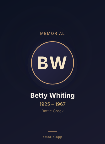 Memorial portrait of Betty Whiting