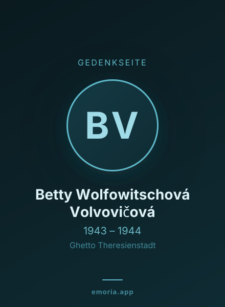 Gedenkportrait von Betty Wolfowitschová Volvovičová
