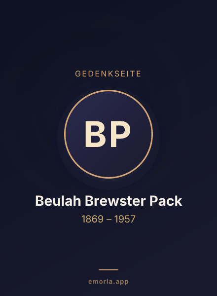Gedenkportrait von Beulah Brewster Pack