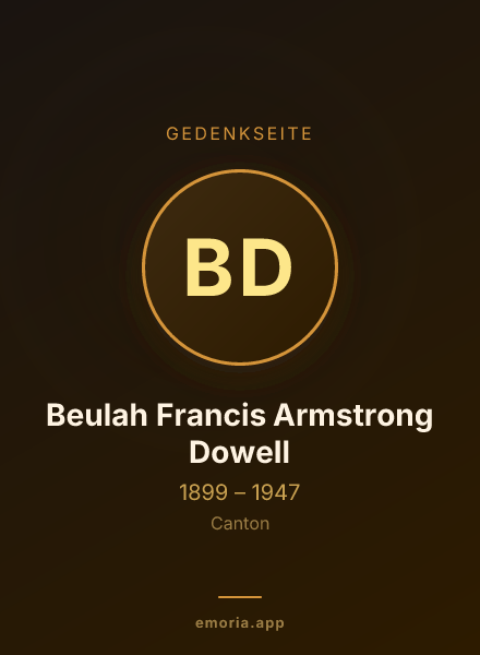 Gedenkportrait von Beulah Francis Armstrong Dowell