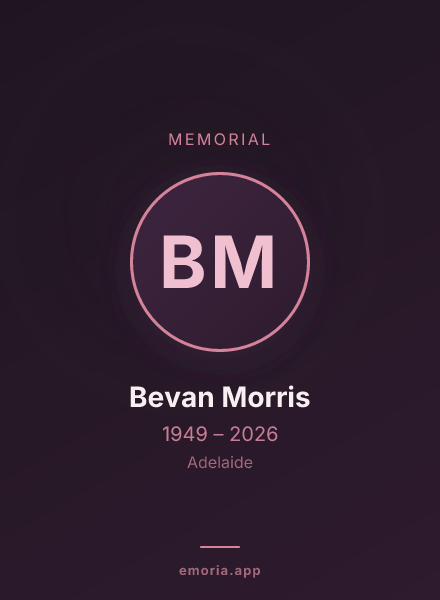 Memorial portrait of Bevan Morris