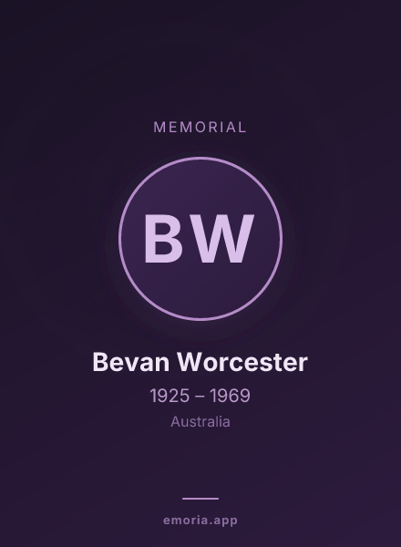 Memorial portrait of Bevan Worcester