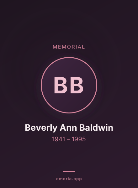 Memorial portrait of Beverly Ann Baldwin