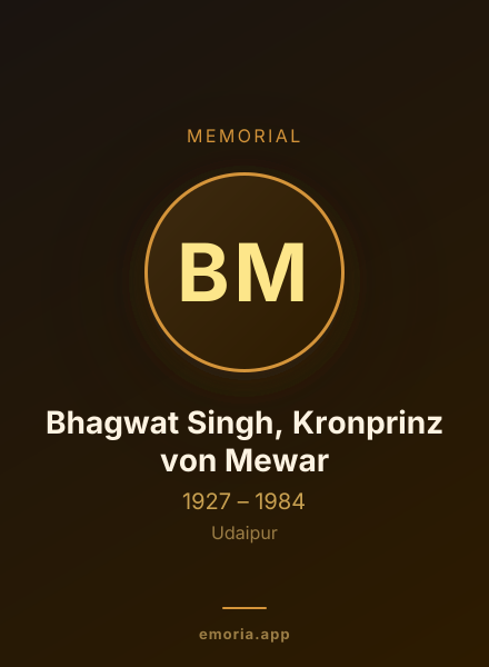 Memorial portrait of Bhagwat Singh, Kronprinz von Mewar