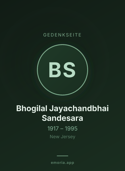 Gedenkportrait von Bhogilal Jayachandbhai Sandesara