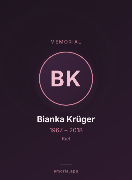 Memorial portrait of Bianka Krüger