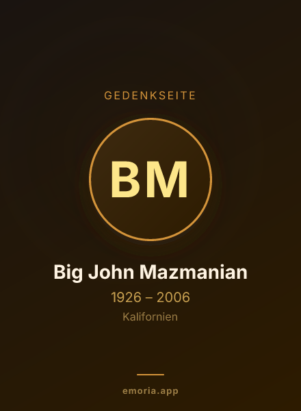 Gedenkportrait von Big John Mazmanian