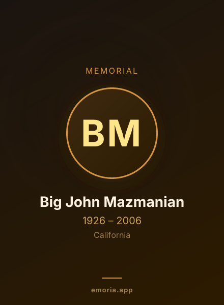 Memorial portrait of Big John Mazmanian