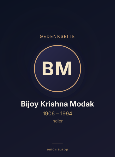 Gedenkportrait von Bijoy Krishna Modak