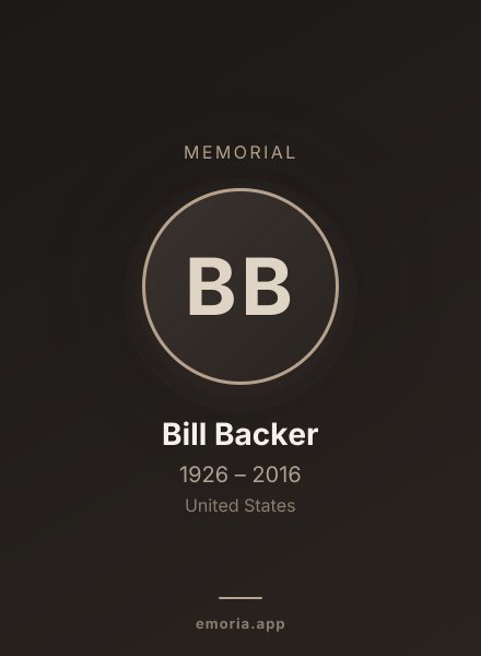 Memorial portrait of Bill Backer