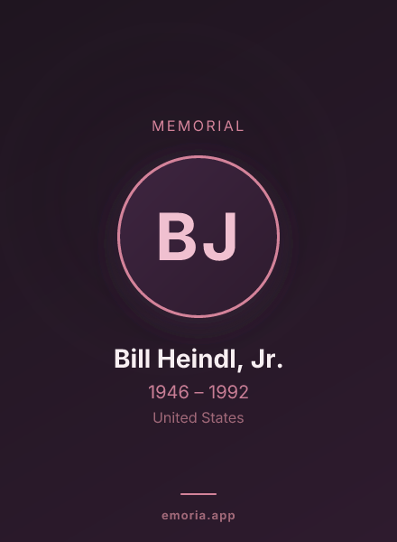 Memorial portrait of Bill Heindl, Jr.