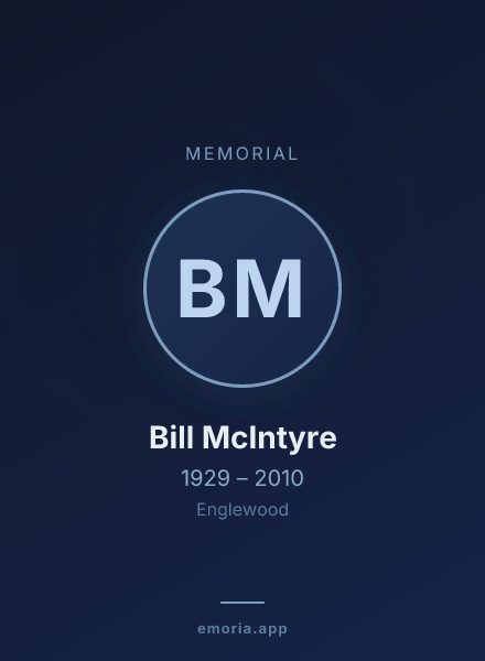 Memorial portrait of Bill McIntyre
