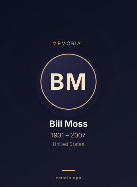 Memorial portrait of Bill Moss