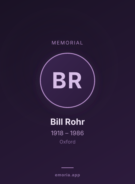 Memorial portrait of Bill Rohr