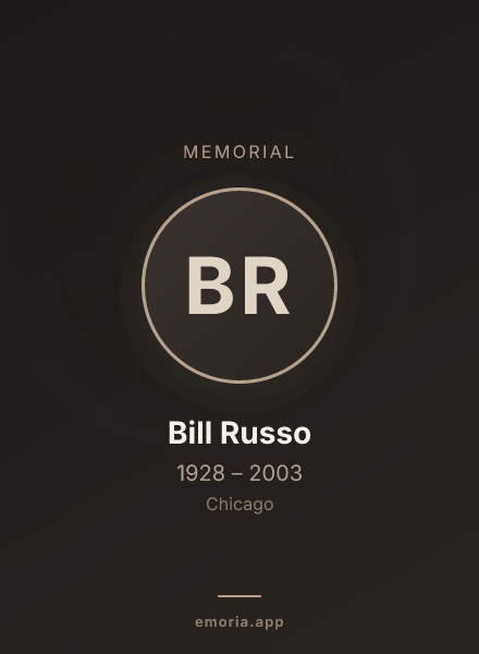 Memorial portrait of Bill Russo