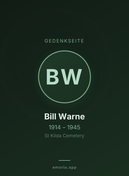 Gedenkportrait von Bill Warne