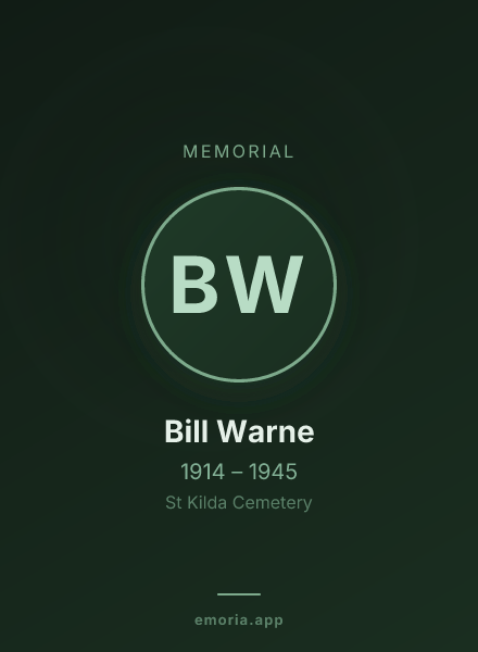 Memorial portrait of Bill Warne