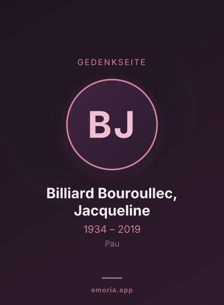 Gedenkportrait von Billiard Bouroullec, Jacqueline
