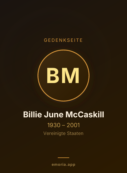 Gedenkportrait von Billie June McCaskill