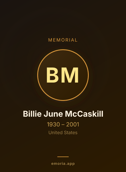 Memorial portrait of Billie June McCaskill