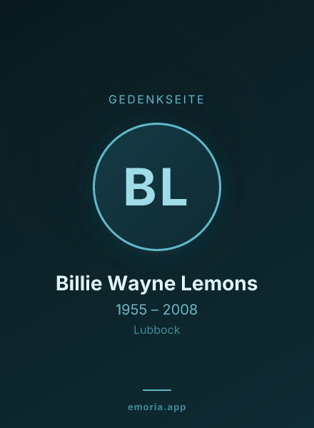 Gedenkportrait von Billie Wayne Lemons