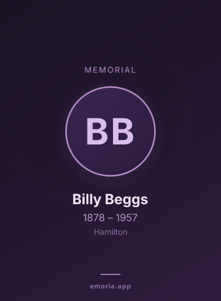 Memorial portrait of Billy Beggs