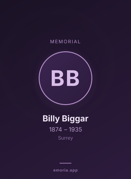 Memorial portrait of Billy Biggar