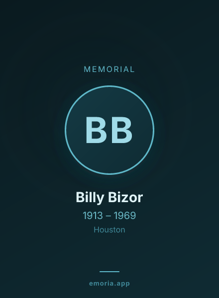 Memorial portrait of Billy Bizor