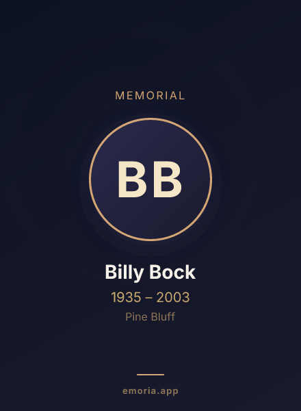 Memorial portrait of Billy Bock