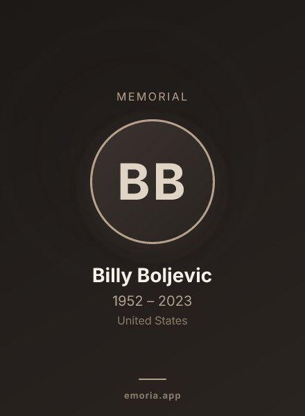 Memorial portrait of Billy Boljevic